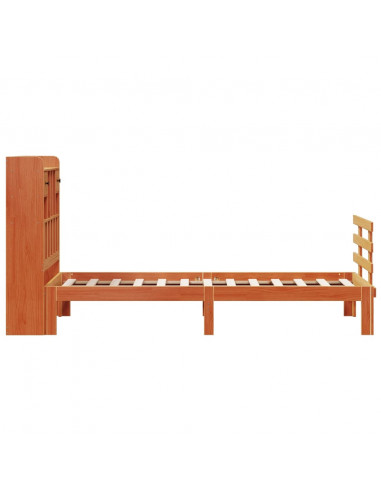 Letto Libreria senza Materasso Marrone Cera 75x190 cm in Pino