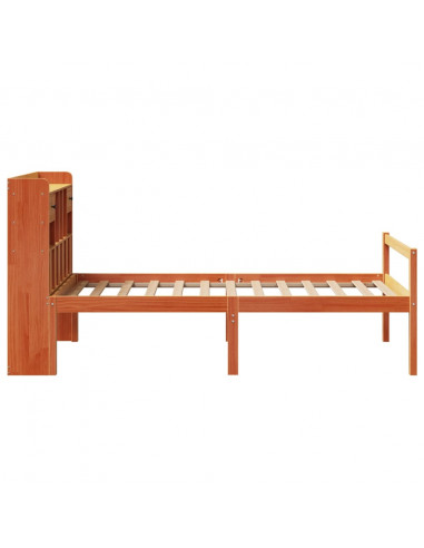 Letto Libreria senza Materasso Marrone Cera 75x190 cm in Pino