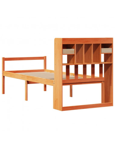 Letto Libreria senza Materasso Marrone Cera 75x190 cm in Pino