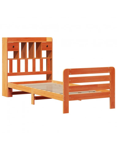 Letto Libreria senza Materasso Marrone Cera 75x190 cm in Pino