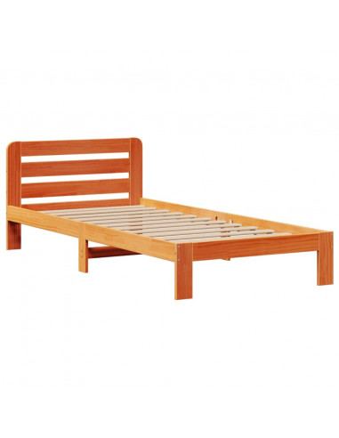 Letto Libreria senza Materasso Marrone Cera 75x190 cm in Pino