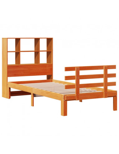 Letto Libreria senza Materasso Marrone Cera 75x190 cm in Pino