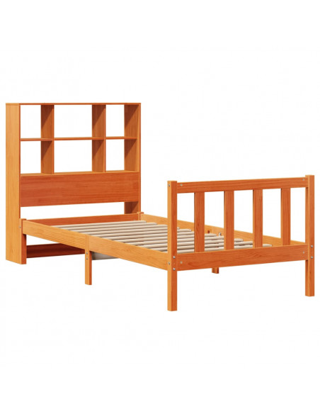 Letto Libreria senza Materasso Marrone Cera 75x190 cm in Pino