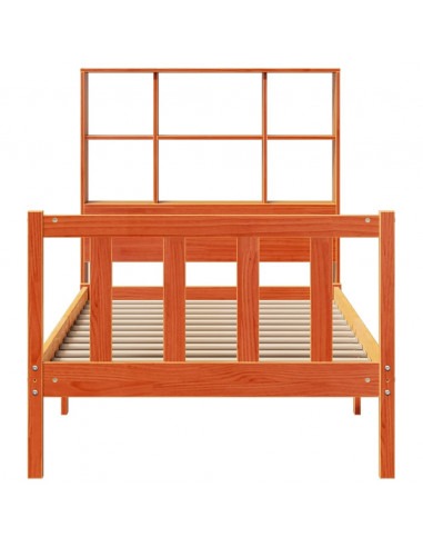 Letto Libreria senza Materasso Marrone Cera 75x190 cm in Pino