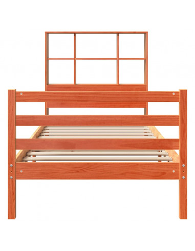 Letto Libreria senza Materasso Marrone Cera 90x190 cm Legno