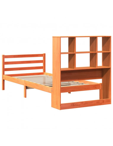 Letto Libreria senza Materasso Marrone Cera 90x190 cm Legno