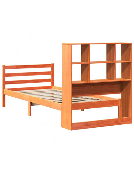 Letto Libreria senza Materasso Marrone Cera 90x190 cm Legno