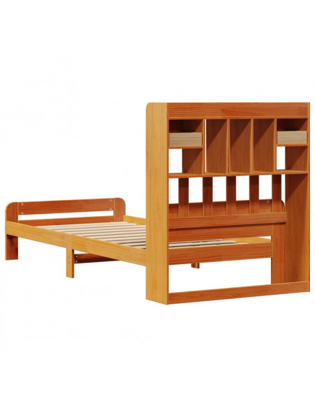 Letto Libreria senza Materasso Marrone Cera 90x200 cm in Pino