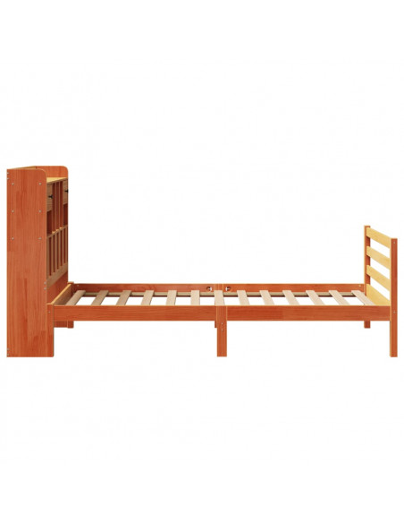 Letto Libreria senza Materasso Marrone Cera 90x200 cm in Pino