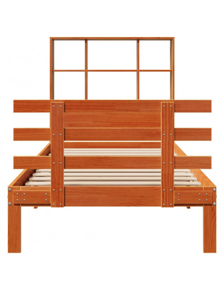 Letto Libreria senza Materasso Marrone Cera 90x200 cm in Pino