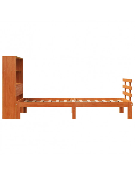 Letto Libreria senza Materasso Marrone Cera 90x200 cm in Pino