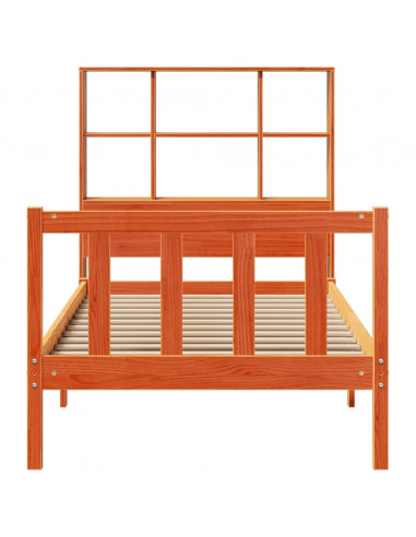 Letto Libreria senza Materasso Marrone Cera 90x200 cm in Pino