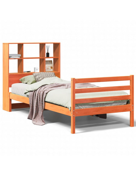 Letto Libreria senza Materasso Marrone Cera 90x200 cm Legno