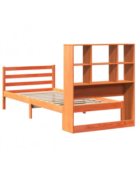 Letto Libreria senza Materasso Marrone Cera 90x200 cm Legno