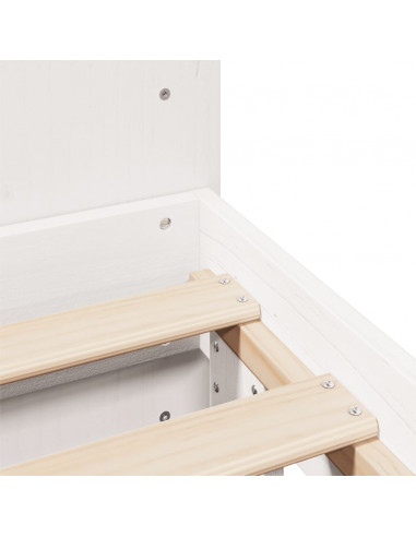 Letto senza Materasso Bianco 135x190 cm Legno Massello di Pino