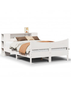Letto senza Materasso Bianco 135x190 cm Legno Massello di Pino