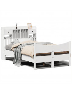 Letto senza Materasso Bianco 135x190 cm Legno Massello di Pino