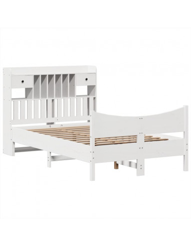 Letto senza Materasso Bianco 135x190 cm Legno Massello di Pino