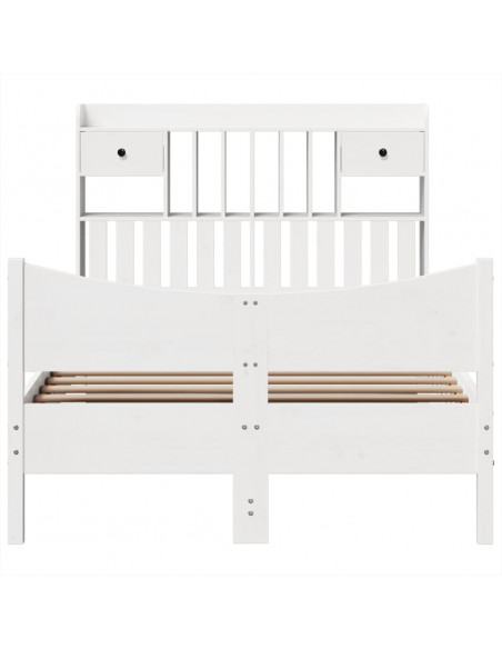 Letto senza Materasso Bianco 135x190 cm Legno Massello di Pino