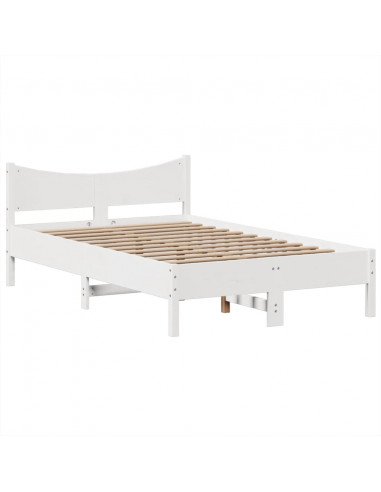 Letto senza Materasso Bianco 135x190 cm Legno Massello di Pino