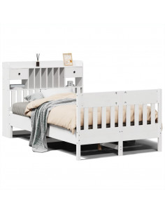 Letto senza Materasso Bianco 135x190 cm Legno Massello di Pino