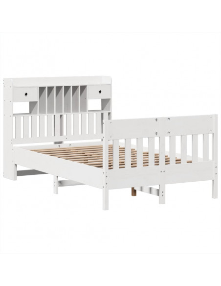Letto senza Materasso Bianco 135x190 cm Legno Massello di Pino