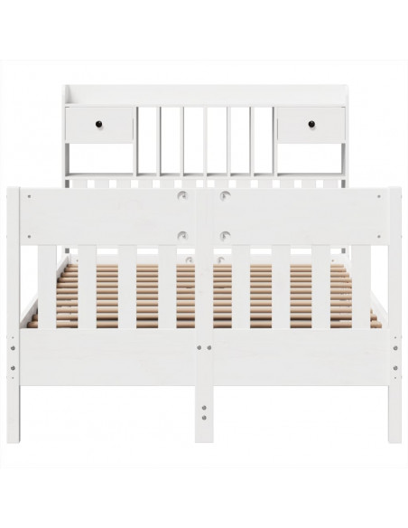 Letto senza Materasso Bianco 135x190 cm Legno Massello di Pino