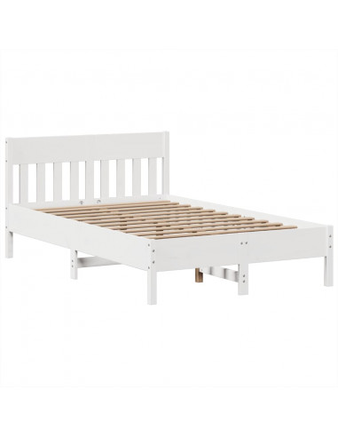 Letto senza Materasso Bianco 135x190 cm Legno Massello di Pino