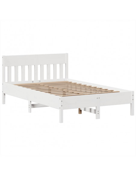Letto senza Materasso Bianco 135x190 cm Legno Massello di Pino