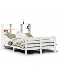 Letto senza Materasso Bianco 140x190 cm Legno Massello di Pino