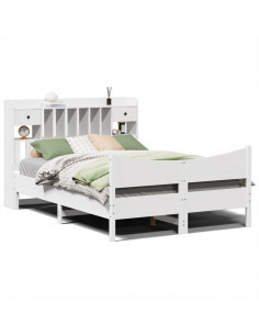 Letto senza Materasso Bianco 140x190 cm Legno Massello di Pino