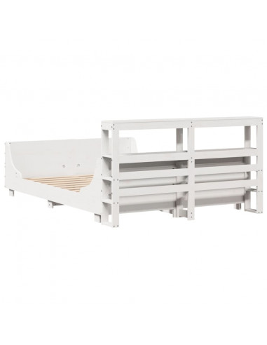 Letto senza Materasso Bianco 140x200 cm Legno Massello di Pino