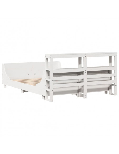 Letto senza Materasso Bianco 140x200 cm Legno Massello di Pino