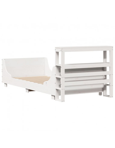 Letto senza Materasso Bianco 75x190 in Legno Massello di Pino