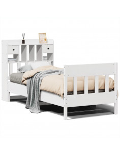 Letto senza Materasso Bianco 90x190 cm in Legno Massello Pino