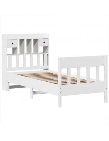 Letto senza Materasso Bianco 90x190 cm in Legno Massello Pino