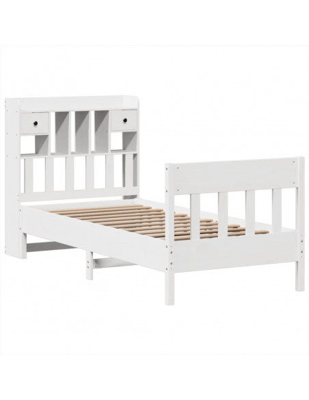 Letto senza Materasso Bianco 90x190 cm in Legno Massello Pino