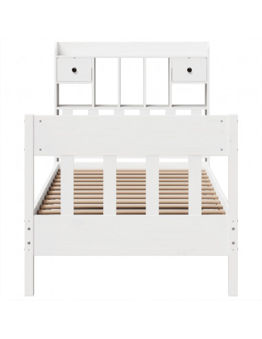 Letto senza Materasso Bianco 90x190 cm in Legno Massello Pino