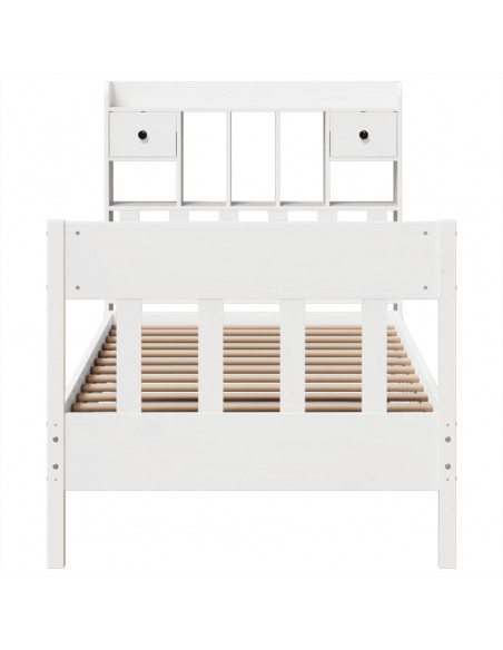 Letto senza Materasso Bianco 90x190 cm in Legno Massello Pino
