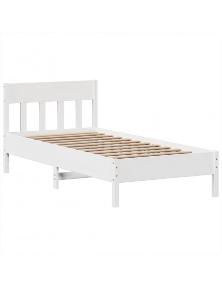 Letto senza Materasso Bianco 90x190 cm in Legno Massello Pino