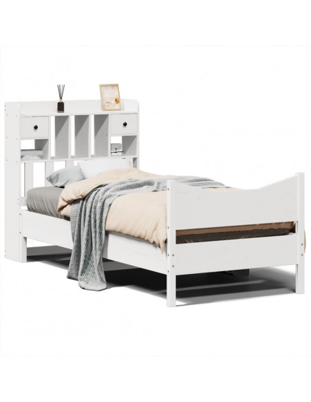 Letto senza Materasso Bianco 90x190 cm in Legno Massello Pino