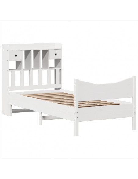 Letto senza Materasso Bianco 90x190 cm in Legno Massello Pino