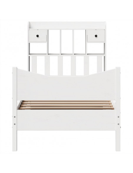 Letto senza Materasso Bianco 90x190 cm in Legno Massello Pino