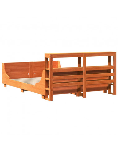 Letto senza Materasso Marrone Cera 135x190 cm in Legno di Pino