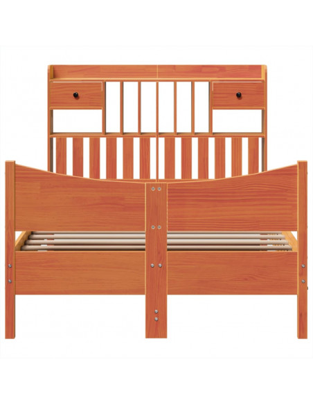 Letto senza Materasso Marrone Cera 135x190 cm in Legno di Pino