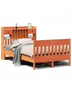 Letto senza Materasso Marrone Cera 135x190 cm in Legno di Pino