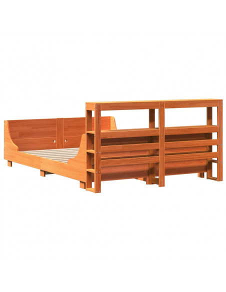Letto senza Materasso Marrone Cera 140x190 cm in Legno di Pino