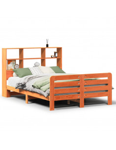 Letto senza Materasso Marrone Cera 140x190 cm in Legno di Pino