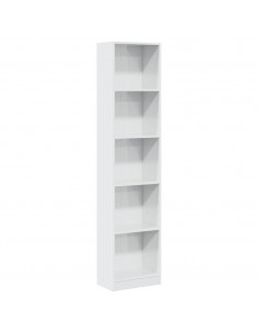 Libreria Bianco Lucido 40x24x176 cm in Legno Multistrato
