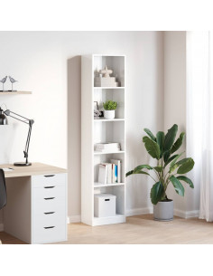 Libreria Bianco Lucido 40x24x176 cm in Legno Multistrato 2